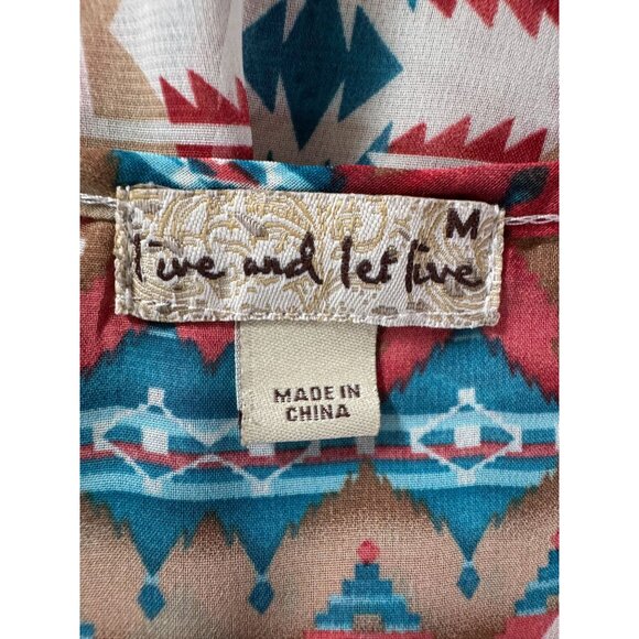 Live and Let Live Sheer Multicolored Tie-Front Top Size M 100% Polyester - Picture 7 of 16